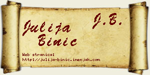 Julija Binić vizit kartica